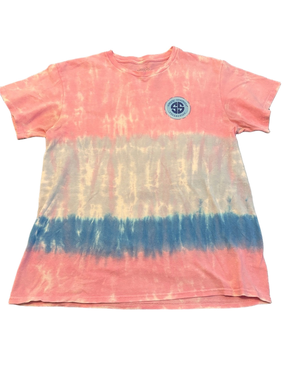 Simply Southern Save The Turtles Tie Dye Tee Shirt Pink Blue Medium